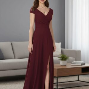 Cocoa Bean Color - Georgette - Front Slit Long Gown