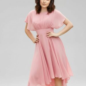 Daisy Pink Georgette Frock - Bell Sleeves, Size - Medium
